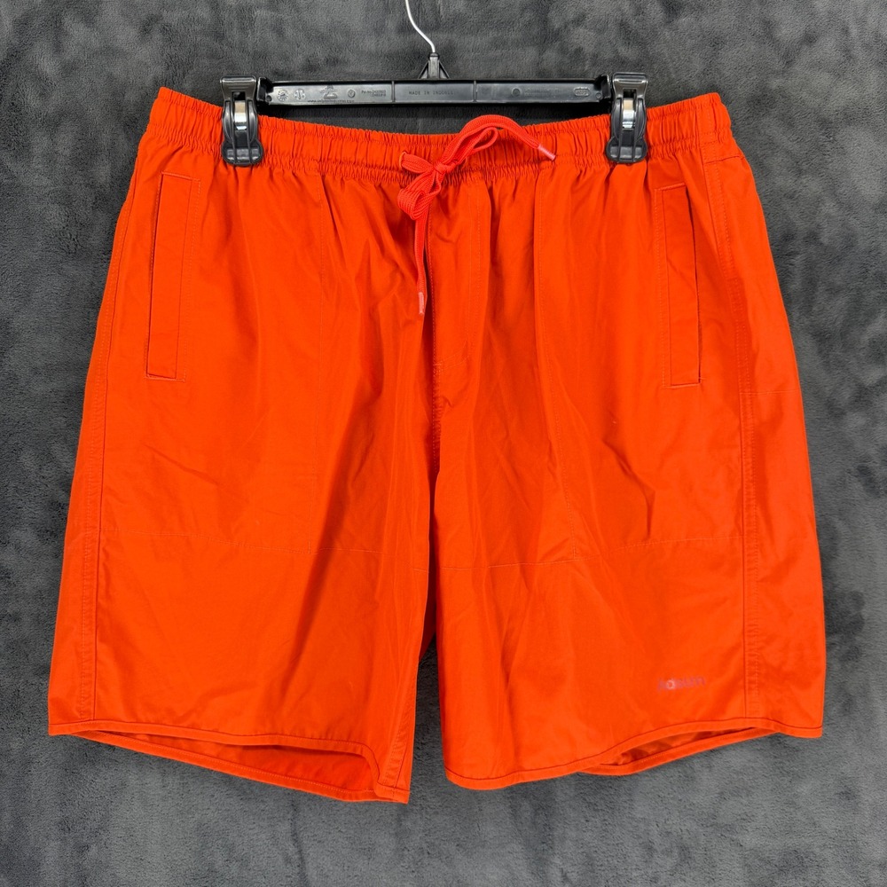 Adsum Mens‎ Orange Nylon Spandex Stretch Drawstring Casual Shorts Size Large